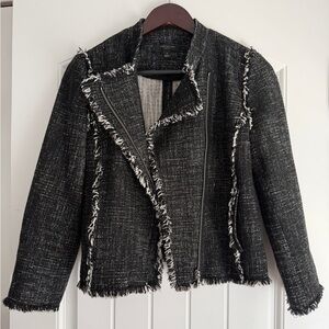 Ann Taylor Tweed Fringe Moto Jacket